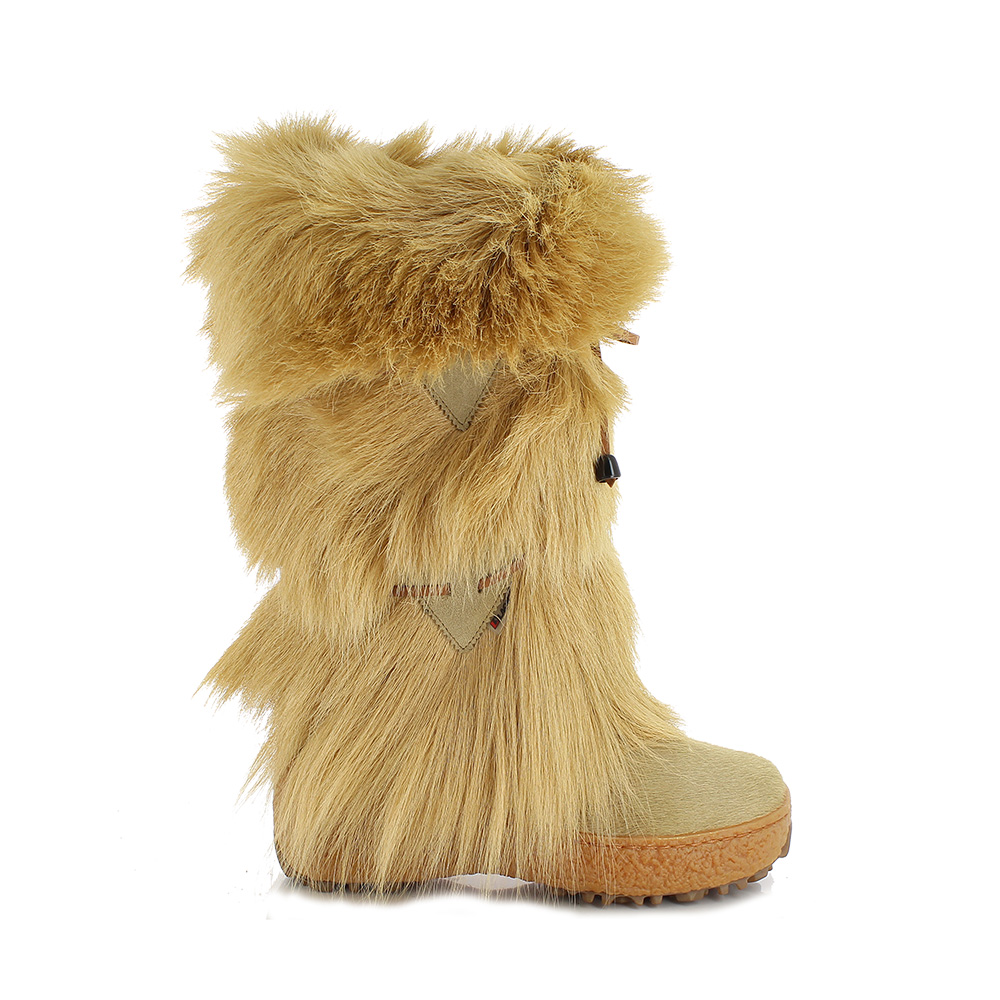 01 Damen Winterstiefel Winterschuhe Echtes Fell Fellstiefel8421 Nora Damen Beige Echtes Fell Ziege Lackner Schuhe