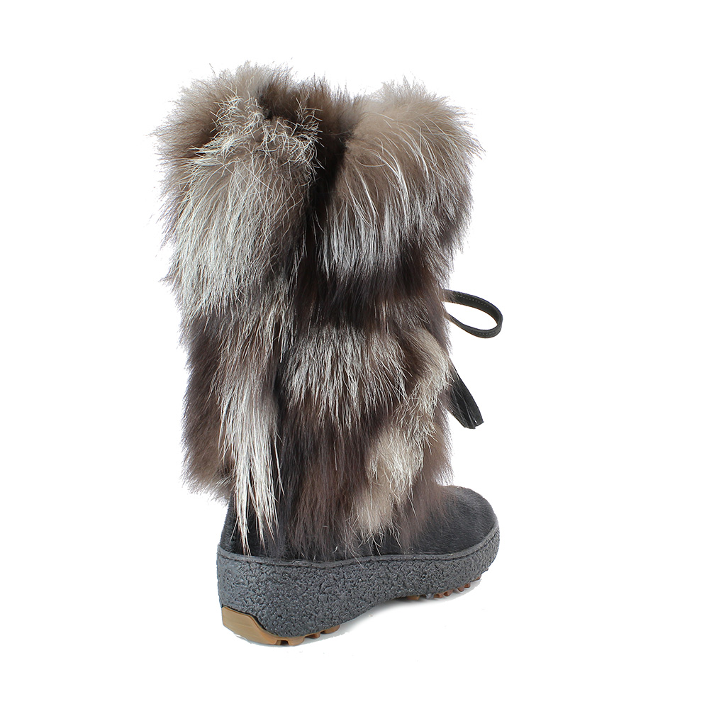02 Damen Winterschuhe Winterstiefel Fellstiefel Echtes Fell8420 Vala Damen Schwarz Kojote Lackner Schuhe